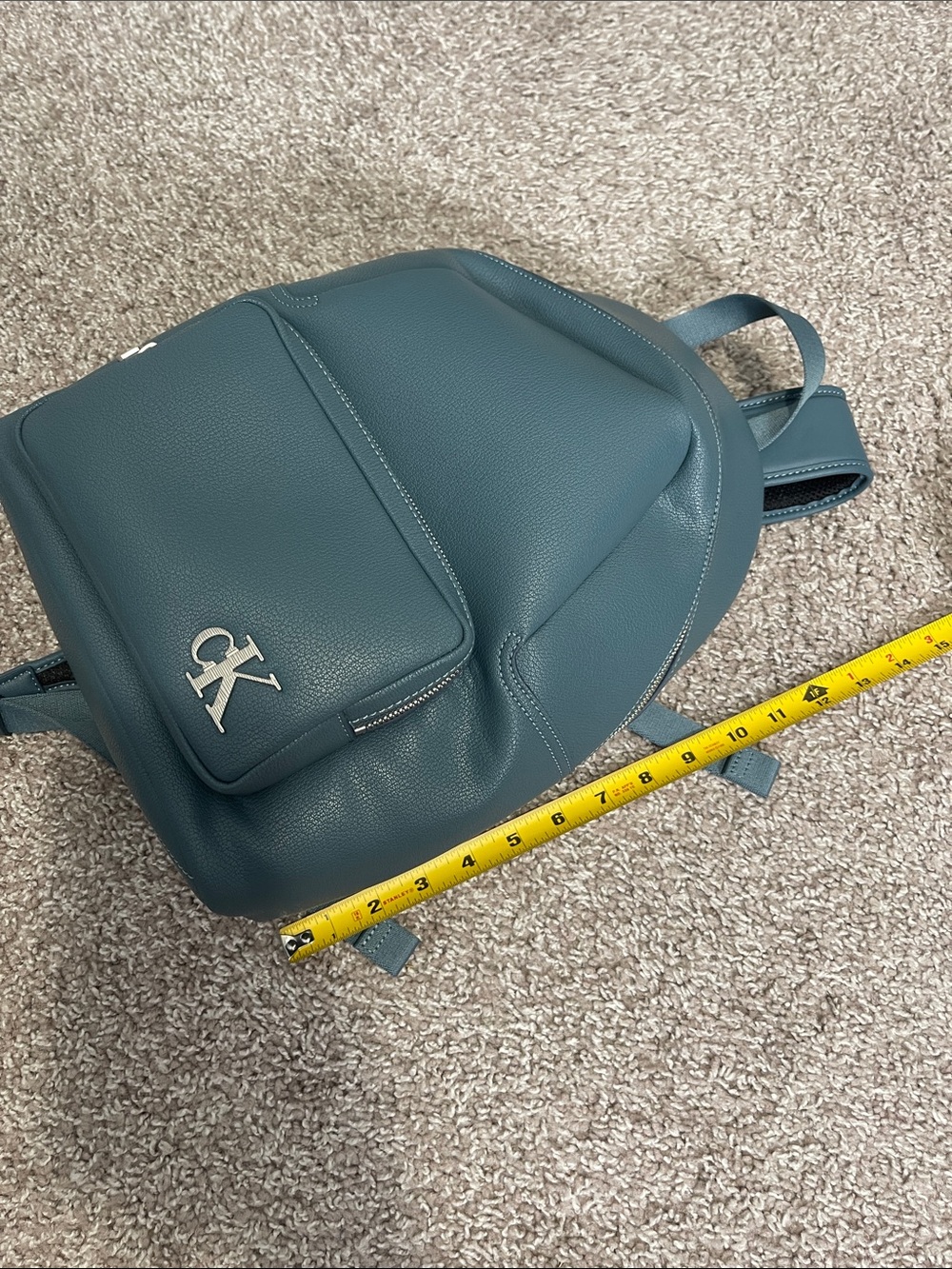 Calvin Klein Teal Pebbled Leather Backpack with Matching Wallet - Picture 11 of 11